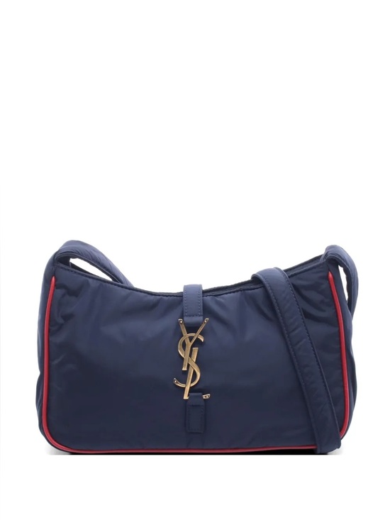 Yves Saint Laurent Handbags - YSL Yves Saint Laurent Nylon Le 5 A 7 Shoulder Bag in Navy with Red Piping